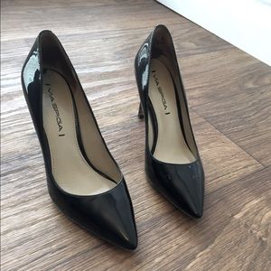 Via Spiga Carola Black Patent Leather Heels
